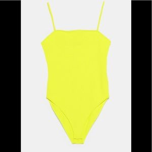 Zara Basic Neon Yellow Body Suit